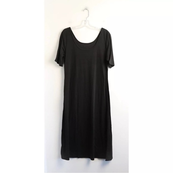 NWOT Shein black midi dress XL minimalist comfy cozy loose resortwear coastal - Picture 2 of 8